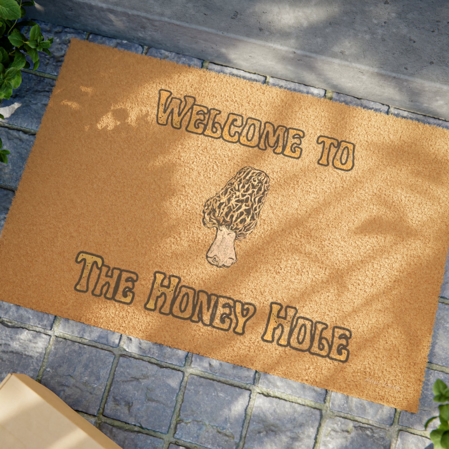 Welcome to the Honey Hole Morel Mushroom Doormat, Gift Idea, Forager, Enchanting home, fairies, rustic, minimal, simple design, jackpot