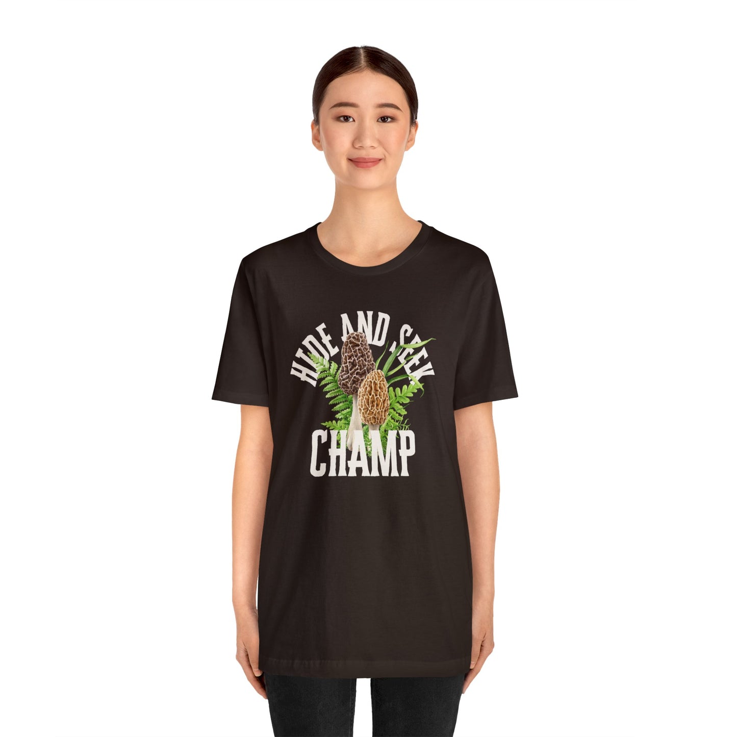 Hide and Seek Champ, Morel Mushrooms UnisEex Jersey Short Sleeve Tee