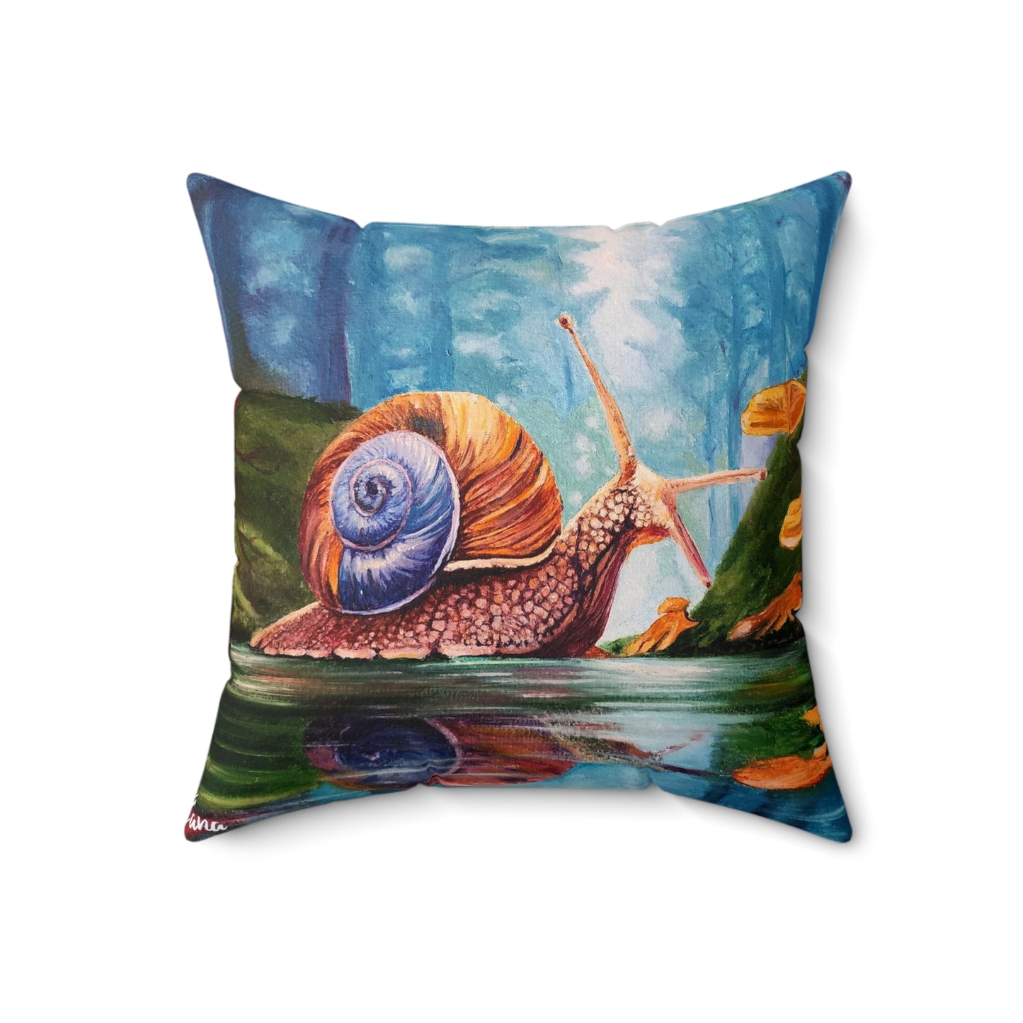 Whimsical Snail Spun Polyester Square Pillow