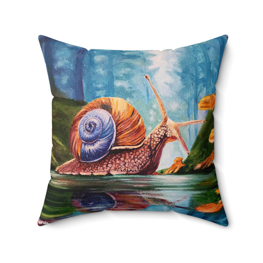 Whimsical Snail Spun Polyester Square Pillow