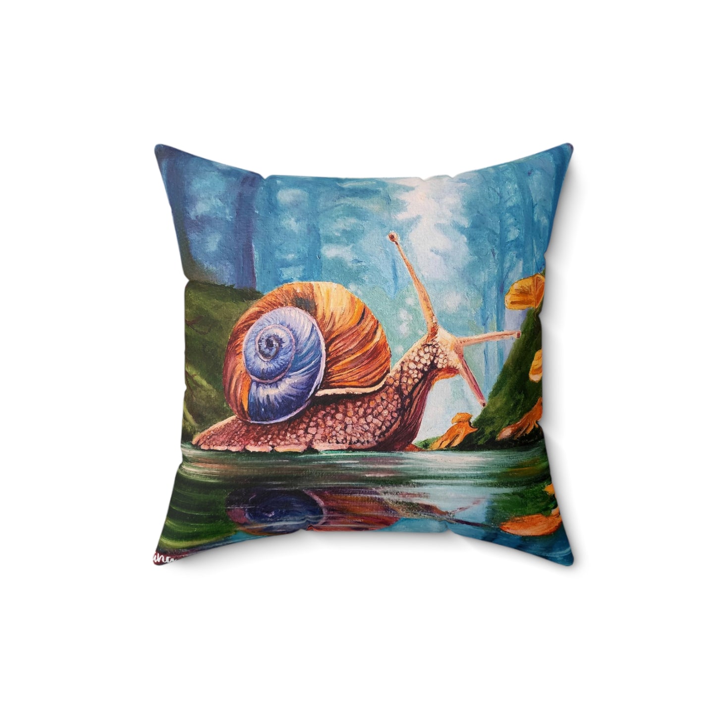 Whimsical Snail Spun Polyester Square Pillow