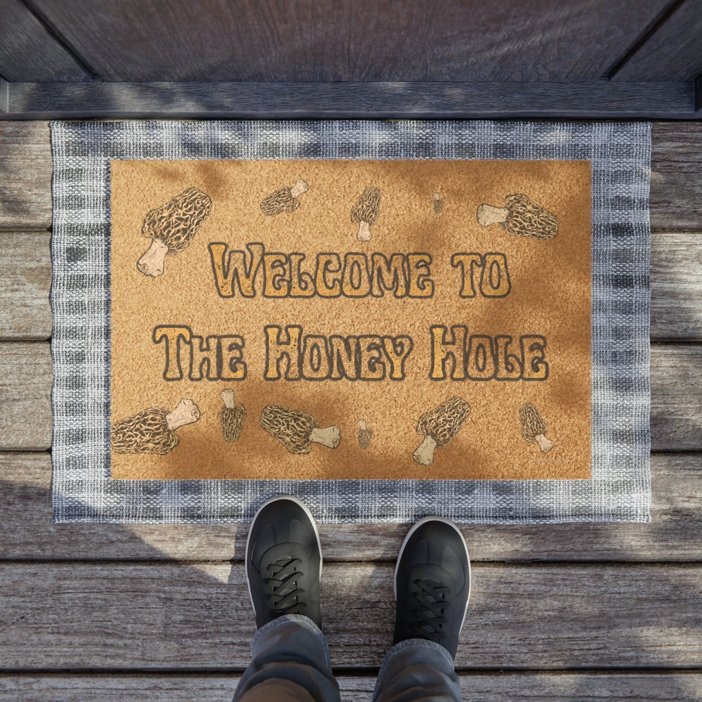 Welcome to the Honey Hole Morel Mushroom Doormat