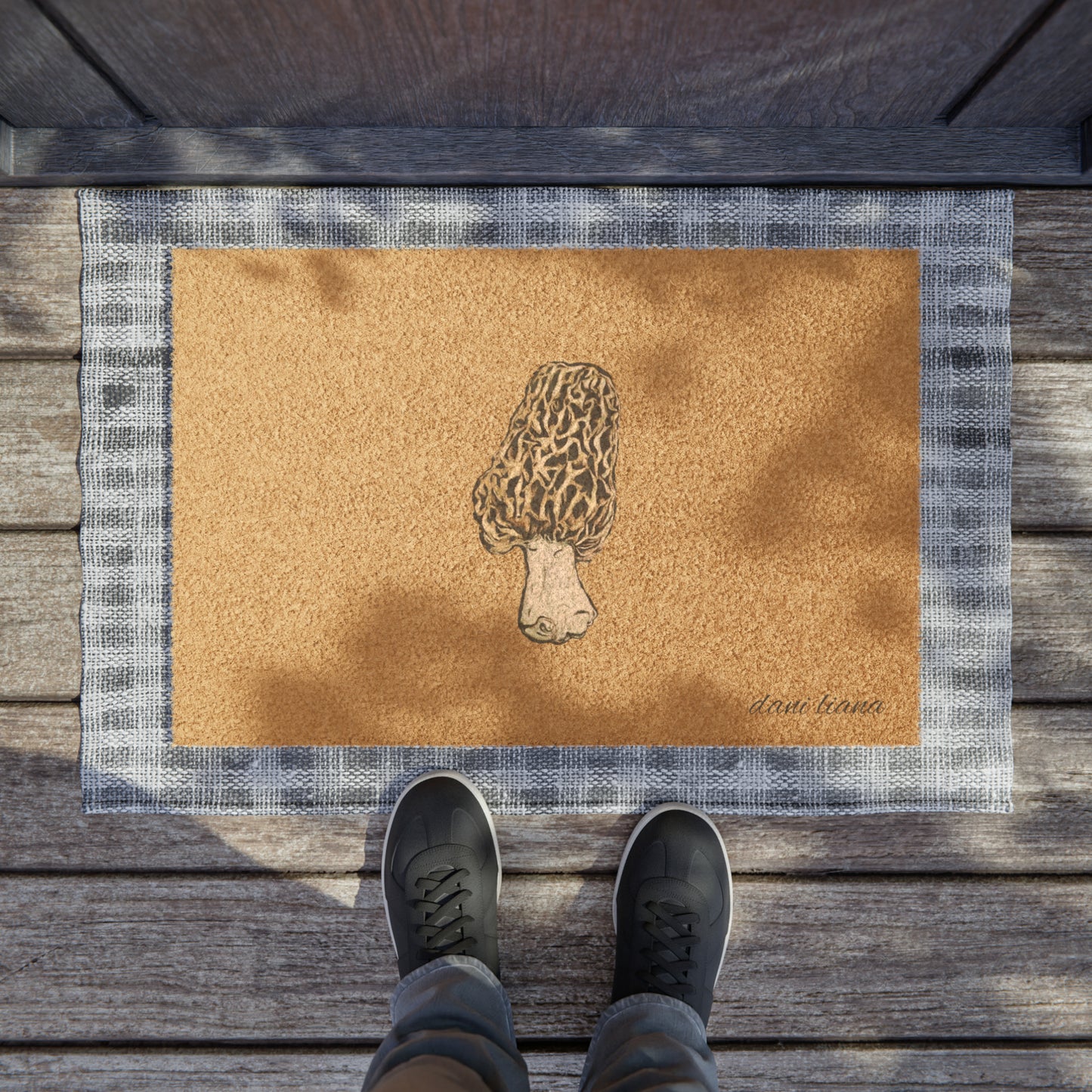 Minimal Morel Mushroom Doormat, Outdoors, gift idea, nature, rustic home, country home, foragers, farm to table, boho, chic, design