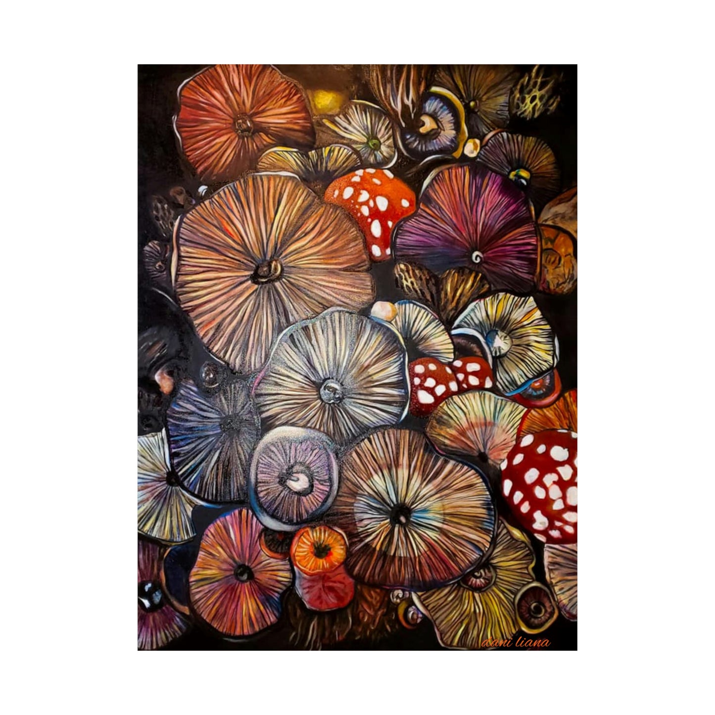 Colorful Mushroom Original Oil Painting Print (Online)