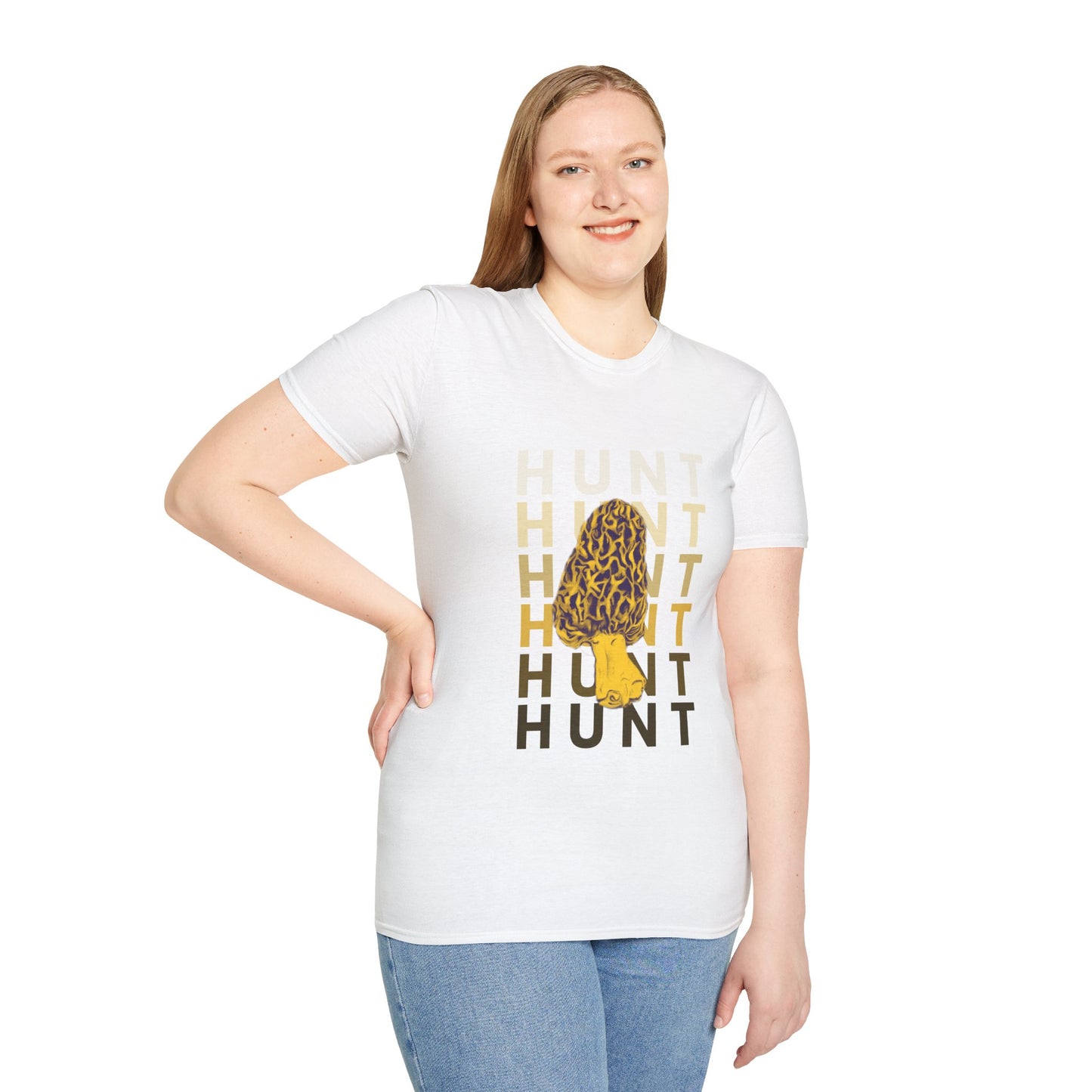 Hunt. Morel Mushroom. Unisex Softstyle T-Shirt