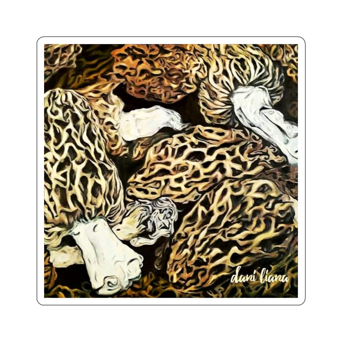 Morel Mushrooms Original Painting, sticker, Kiss-Cut Stickers