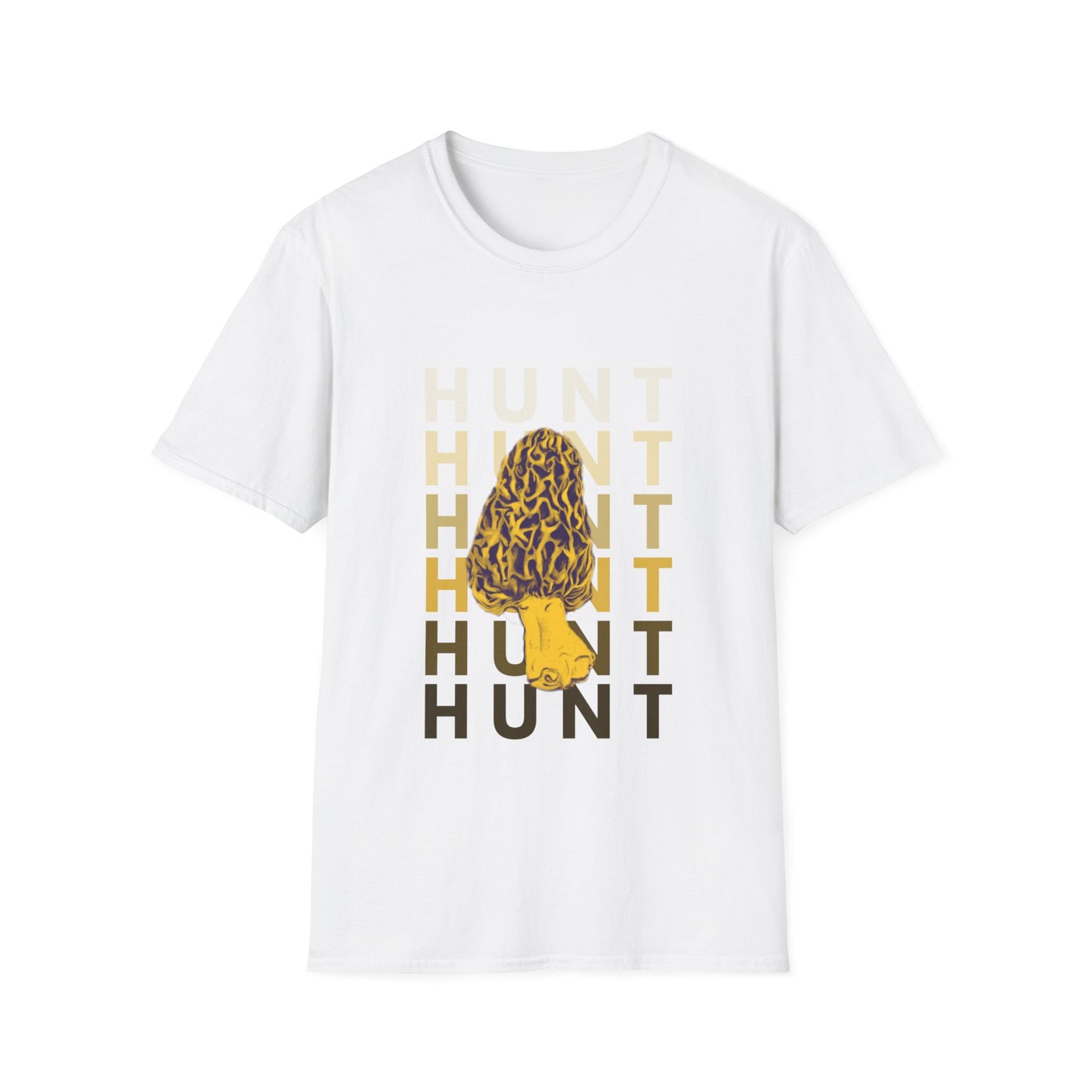 Hunt. Morel Mushroom. Unisex Softstyle T-Shirt