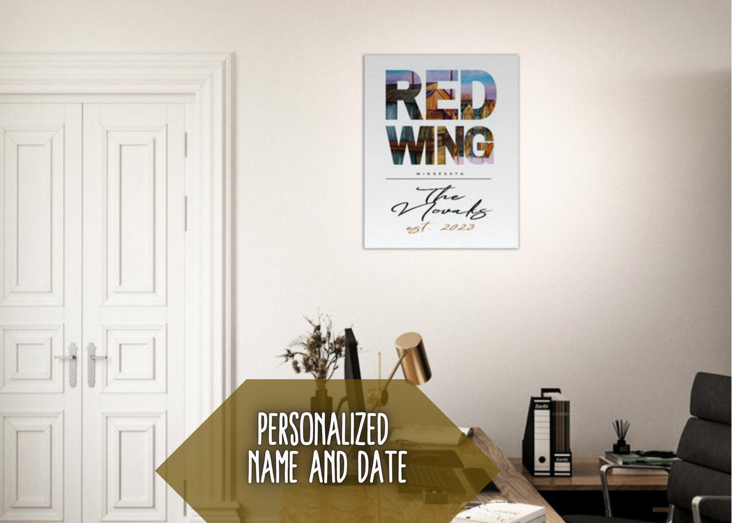 Red Wing, MN Personalized Last Name and Established Date Canvas Print