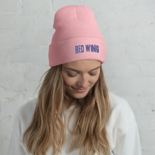 Cool, Neon Glich Red Wing Cuffed Beanie