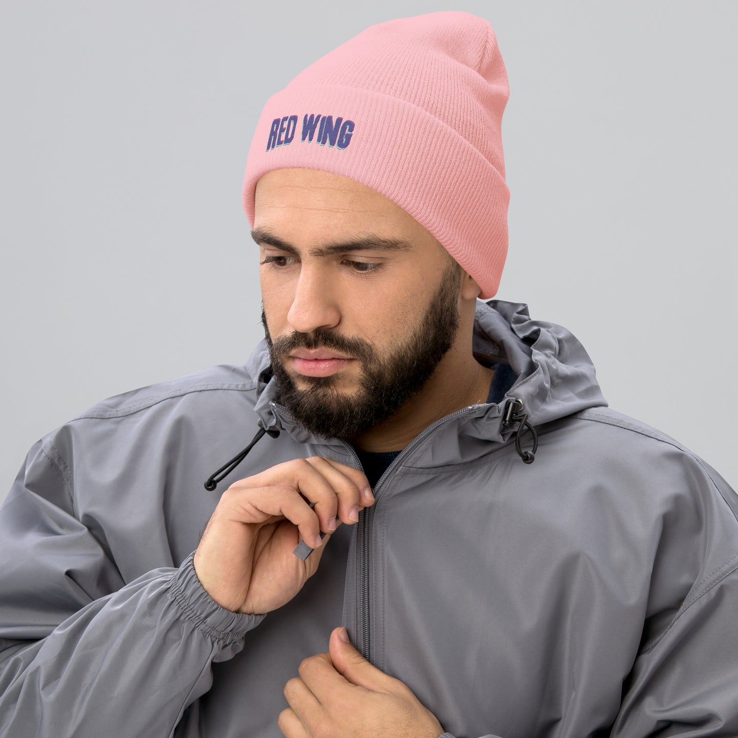 Cool, Neon Glich Red Wing Cuffed Beanie